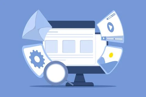 SEO strategy concept. Search engine results, SEO search engine optimization. Stock Illustration