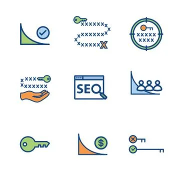 SEO Strategy - Search engine optimization concept, including keywords Stock Illustration