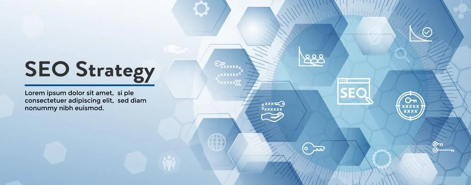 SEO Strategy - Search engine optimization concept, including keywords Illustrazione stock