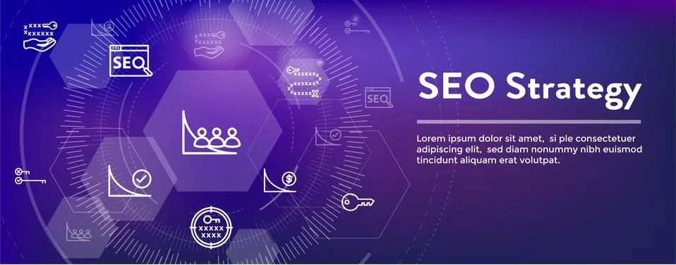 SEO Strategy - Search engine optimization concept, including keywords Stock Illustration