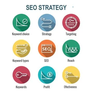 SEO Strategy - Search engine optimization concept, including keywords イラスト素材