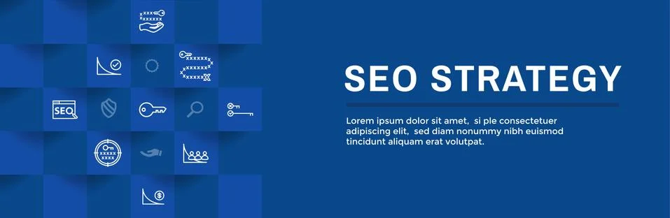 SEO Strategy - Search engine optimization concept, including keywords Illustrazione stock