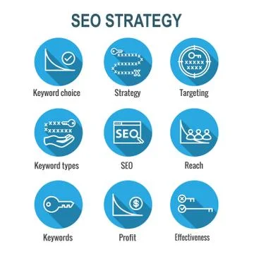 SEO Strategy - Search engine optimization concept, including keywords Stock Illustration