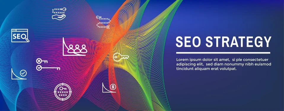 SEO Strategy - Search engine optimization concept, including keywords Stock Illustration