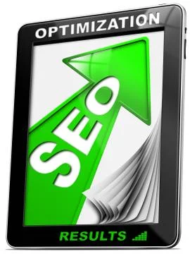 Seo tablet pc green arrow Stock Illustration
