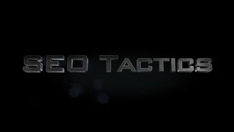 SEO Tactics title 3D metal text on black alpha channel background Stock Footage 301266312
