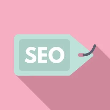 Seo tag icon flat vector. Universal global seo Stock Illustration