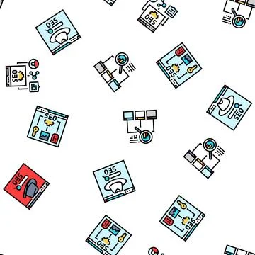 Seo technical audit seamless pattern vector 스톡 일러스트