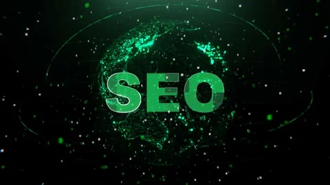 SEO technologies. Search engine optimization inscription. Business optimization. Stock Footage 233583890