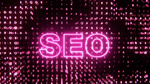 SEO technologies. Search engine optimization inscription. Business optimization. Stock Footage 233583906