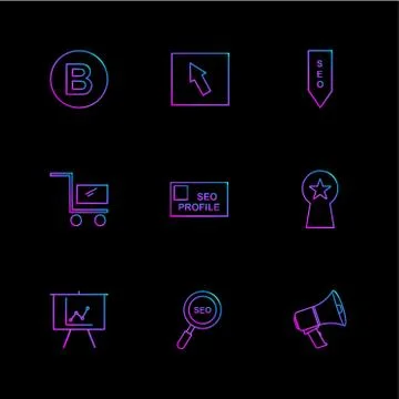 Seo , technology , internet , flags , computer , eps icons set vector Illustrazione stock