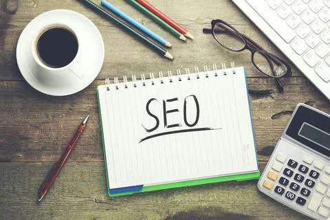 Seo test on desktop Stock Photos