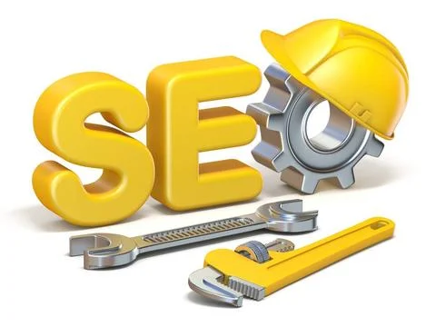 SEO text and hand tools 3D SEO text and hand tools 3D render illustration ... Stock Photos