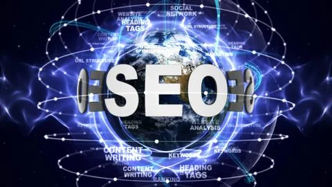 SEO Text Around the World, Computer Graphics イラスト素材