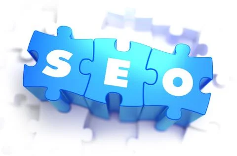 SEO - Text on Blue Puzzles Stock Illustration