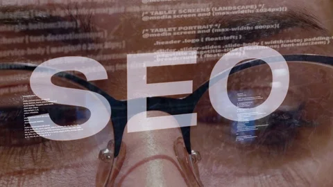 SEO text on female software developer Stock Footage 107969932