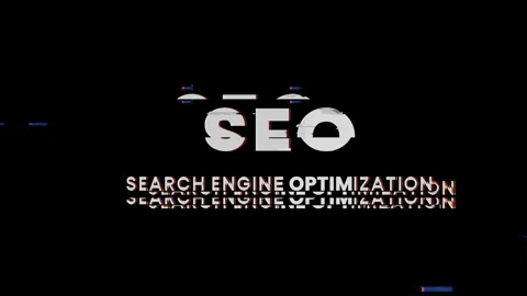 Seo text with glitch effects on a black background. Stock Footage 261552997
