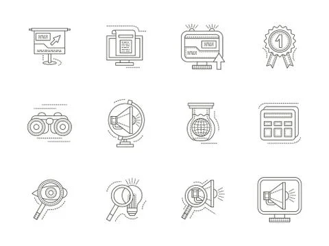 SEO thin line vector icons set Illustrazione stock