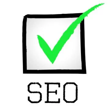 Seo tick meaning correct mark and approved Stock Illustration