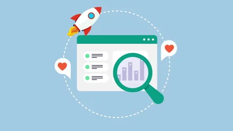 SEO tool checking website, improving website ranking 2d with Alpha Matte Stock Footage 335607937
