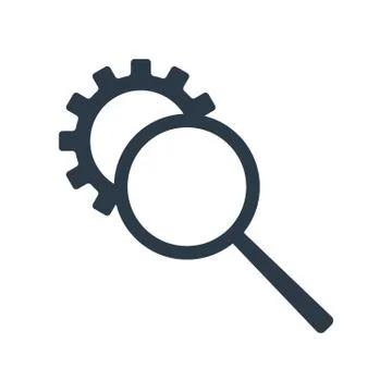 Seo tool icon. Magnifier and gear icon. Vector illustration. Stock Illustration