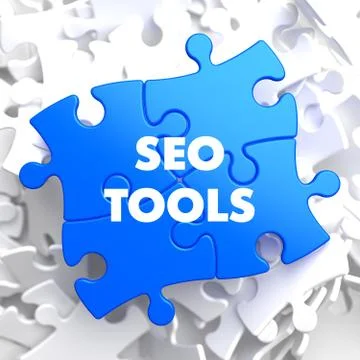 SEO Tools on Blue Puzzle. Ilustração Stock
