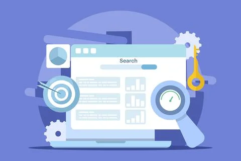 SEO Tools Concept, keyword research tool, competitor SEO analysis. イラスト素材