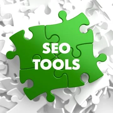 SEO Tools on Green Puzzle. Ilustração Stock