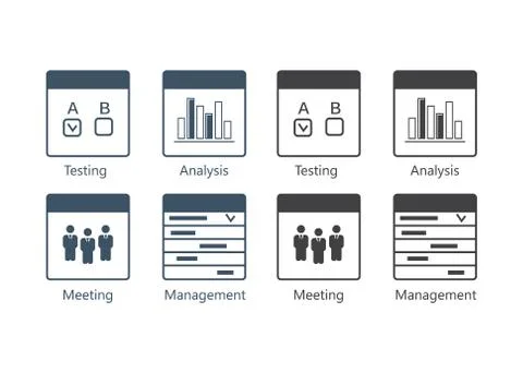 SEO Usability icons set. Analysis icons set Stock Illustration