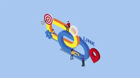 SEO vector concept: Business team analyzing link building Video stock 258336350