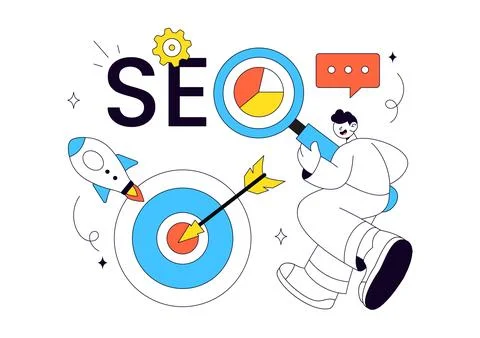 SEO Vector Illustration Featuring Search Engine Optimization, Digital Marke.. イラスト素材