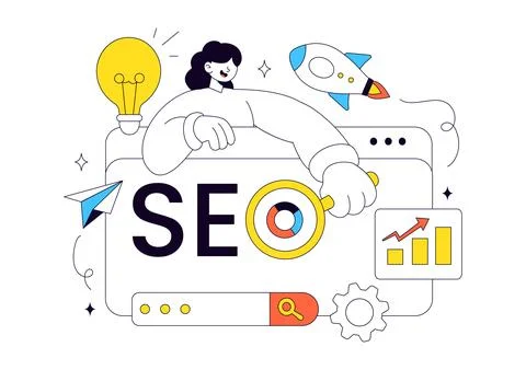 SEO Vector Illustration Featuring Search Engine Optimization, Digital Marke.. イラスト素材