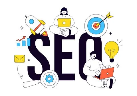 SEO Vector Illustration Featuring Search Engine Optimization, Digital Marke.. イラスト素材