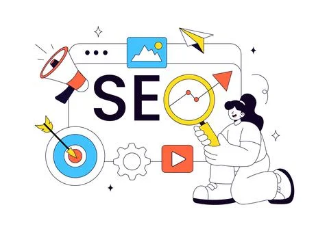 SEO Vector Illustration Featuring Search Engine Optimization, Digital Marke.. イラスト素材