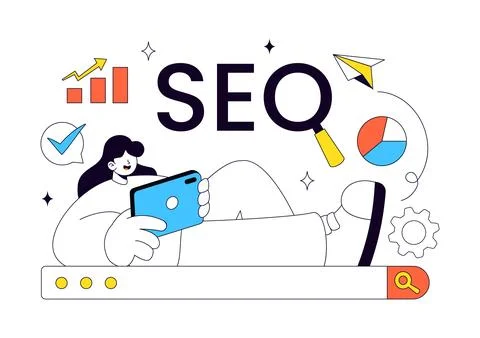SEO Vector Illustration Featuring Search Engine Optimization, Digital Marke.. イラスト素材