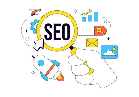 SEO Vector Illustration Featuring Search Engine Optimization, Digital Marke.. イラスト素材