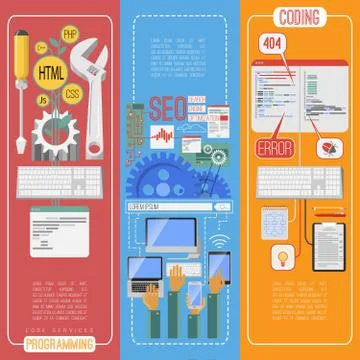 Seo vertical banners set Stockillustratie