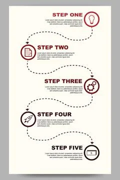SEO vertical template for a banner with 5 options flowchart Stock Illustration