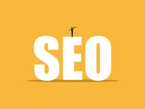 SEO, Web Browsing, Online World , Businessman Searching For Information, Su.. Illustrazione stock