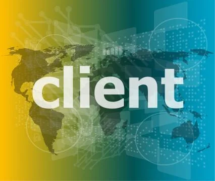 SEO web design concept: client on business digital background Ilustración de archivo