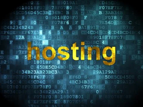 SEO web design concept: Hosting on digital background Ilustración de archivo