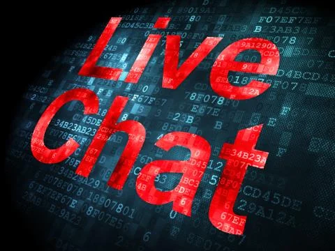 SEO web design concept: Live Chat on digital background Ilustración de archivo