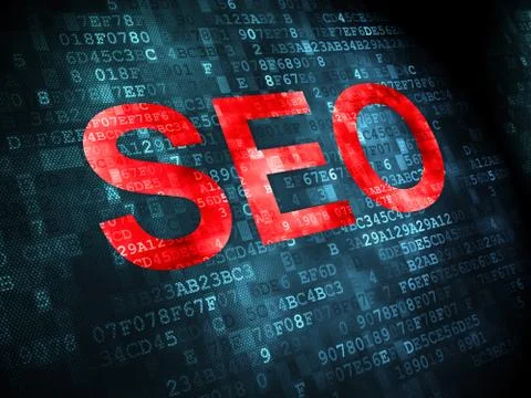 SEO web design concept: SEO on digital background 스톡 일러스트