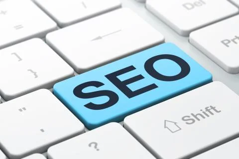 SEO web design concept: SEO on computer keyboard background 库存插图