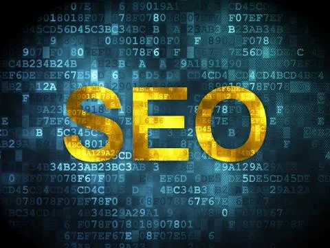 SEO web design concept: SEO on digital background Ilustración de archivo