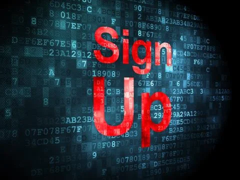 SEO web design concept: Sign Up on digital background Illustrazione stock