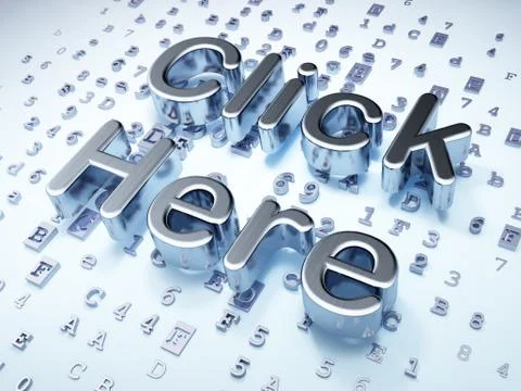 SEO web design concept: Silver Click Here on digital background Stock Illustration