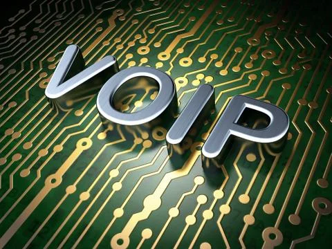 SEO web design concept: VOIP on circuit board background Stockillustratie
