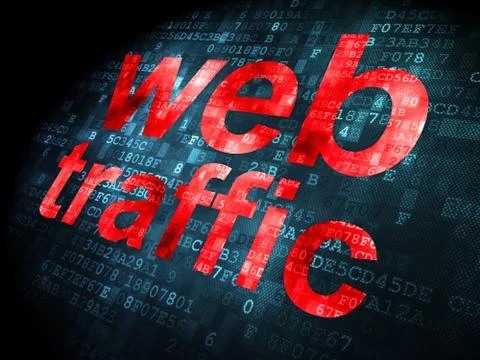 SEO web design concept: Web Traffic on digital background Ilustración de archivo