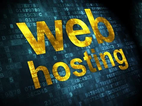 SEO web design concept: Web Hosting on digital background Ilustración de archivo